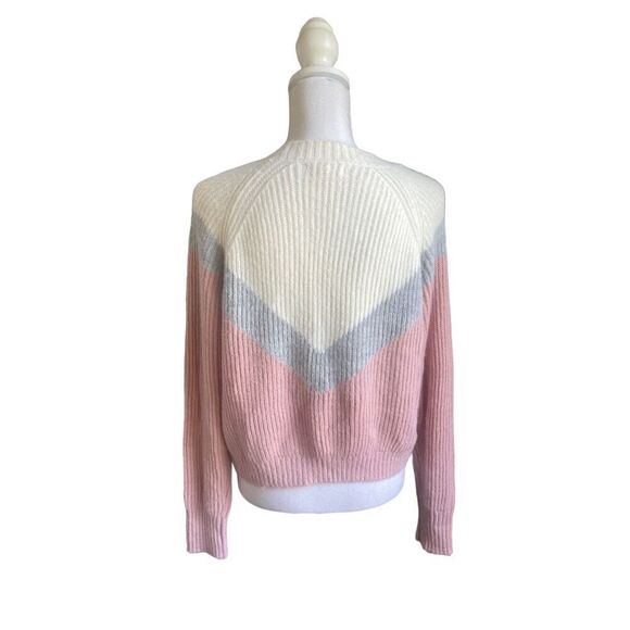 NWT LA Hearts PAC Sun Tri Color Block Fuzzy Knit Cropped Sweater Size M - Picture 3 of 12